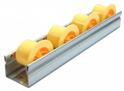 Roller rails with flange, yellow, steel profile